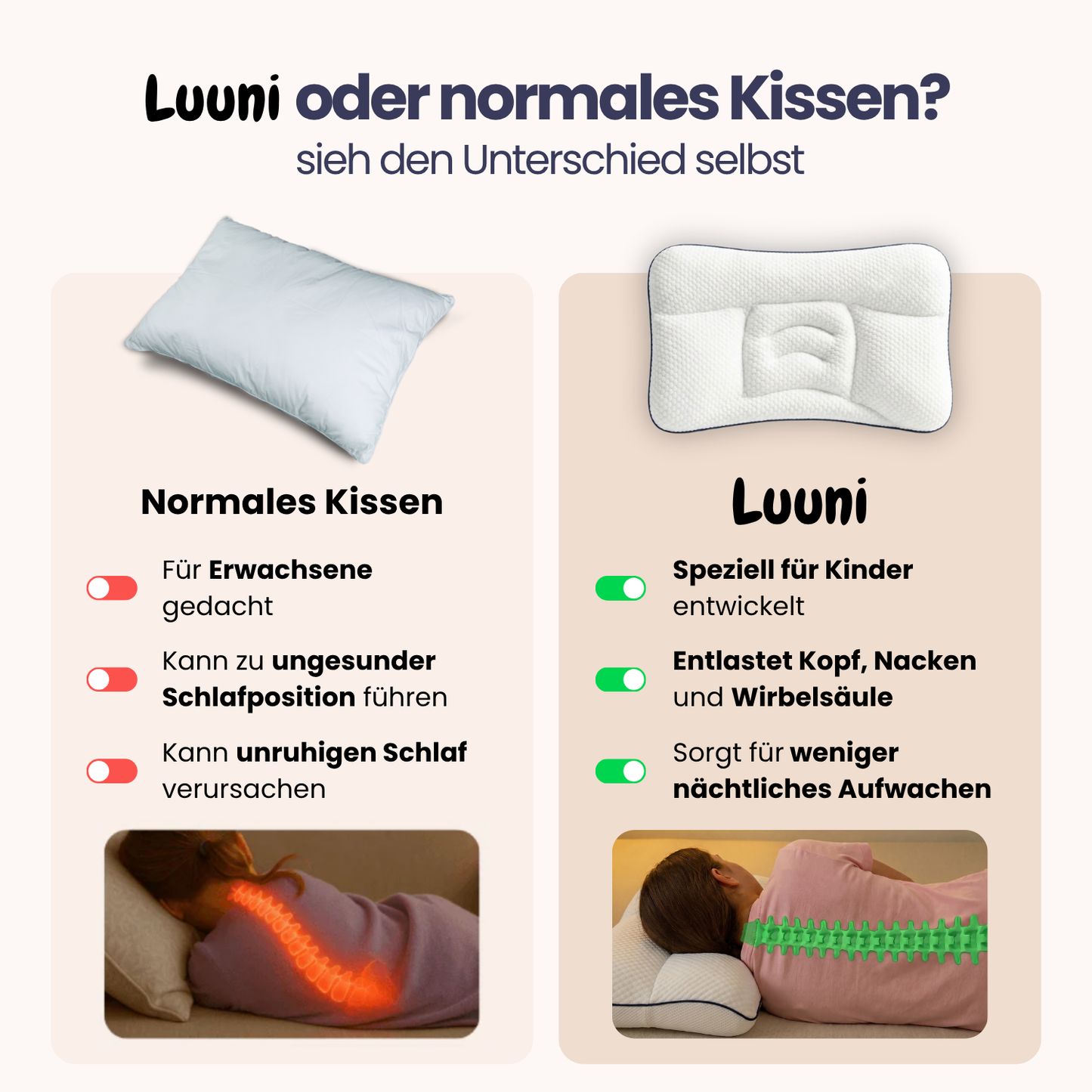 luuniNest™ Ergonomisches Kinderkissen
